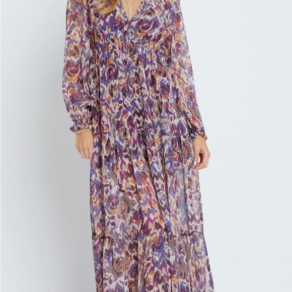 Meet Me In Santorini Ikat Flower Maxi Dress Anthro - Picture 1 of 11